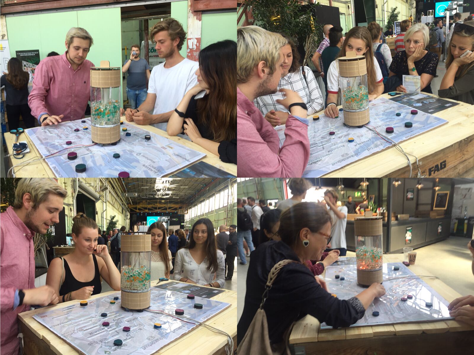 Me, at a design futures exhibition in the Netherlands, explaining the visitors a weird scifi story to go with our project, an Arduino-based game